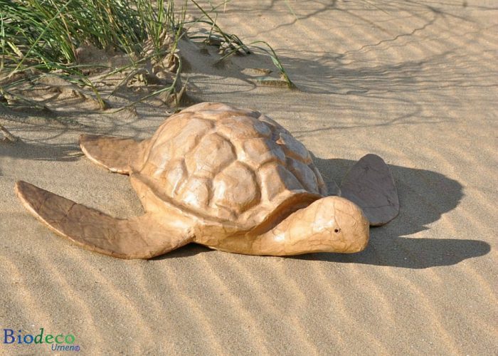 Zee-urn Schildpad, hanndvervaardigd van gerecycled papier