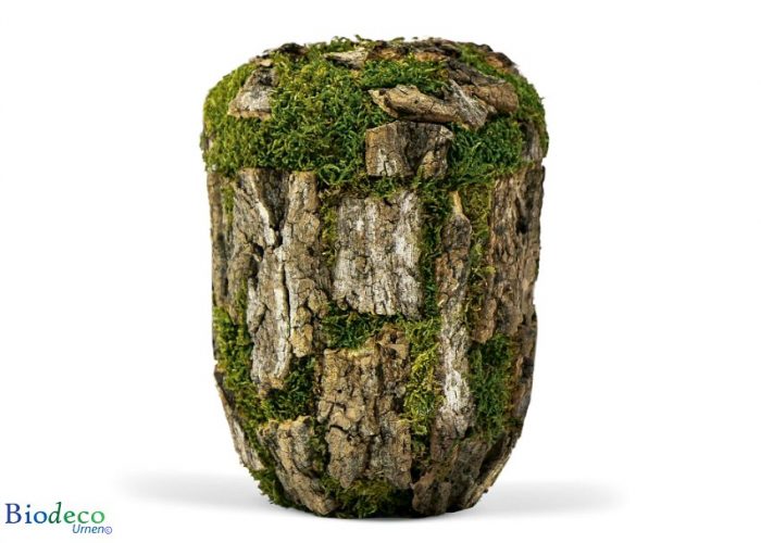 Biologisch afbreekbare urn Kurkeikenschors-urn, handmatig afgewerkt met de schors van de Kurkeik voor een asbijzetting in de aarde